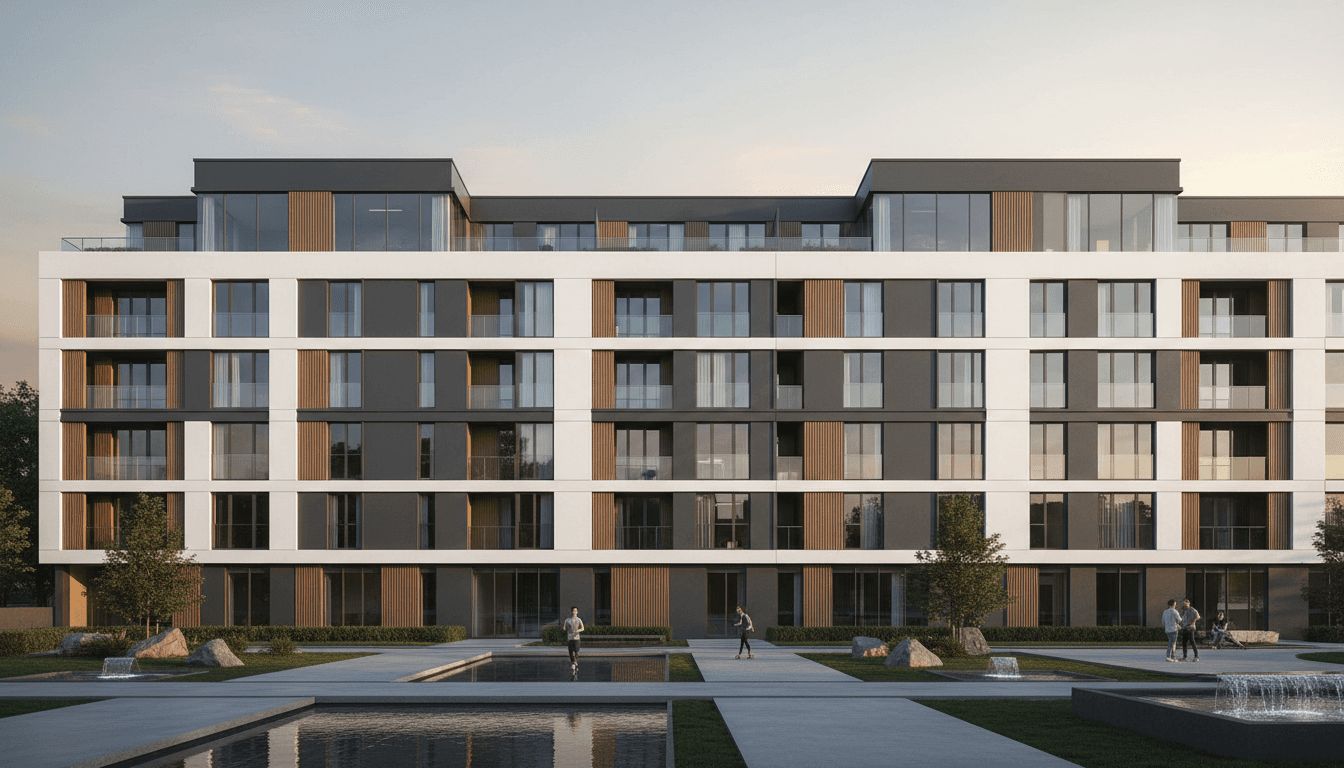 Completed residential building exterior in Switzerland